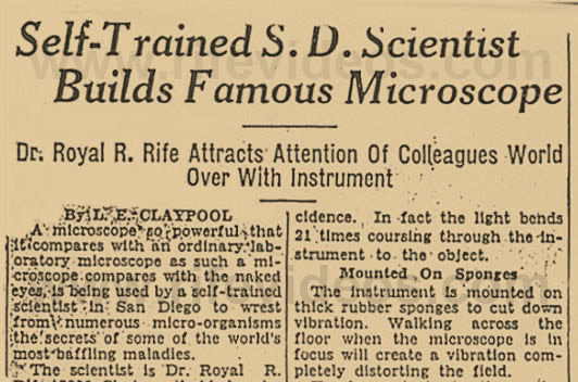  Rife Microscope Newspaper Article